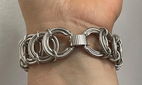 Goldette silver plated bracelet  linked circles - image 2