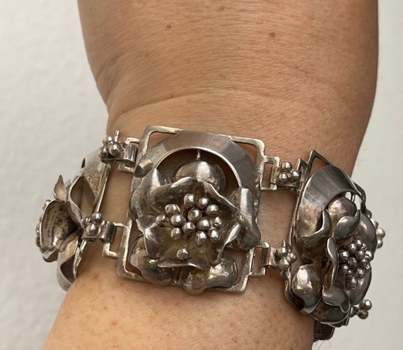 Hobe Sterling Silver Floral Panels Bracelet Etsy Canada