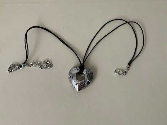Brighton Kismet Puffy heart black corded silver p… - image 2
