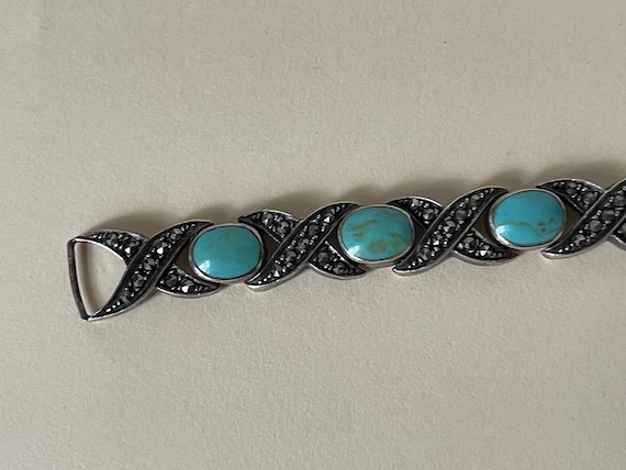 Interlocking Bezel!! Vintage Native American Navajo Turquoise Sterling Silver Bracelet Interlocking Bezel!! Vintage Native American Navajo Turquoise Sterling Silver Bracelet