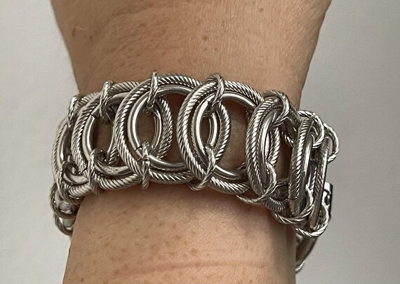 Goldette silver plated bracelet  linked circles - image 3
