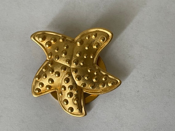 Matte gold, satin gold textured starfish scarf cl… - image 1