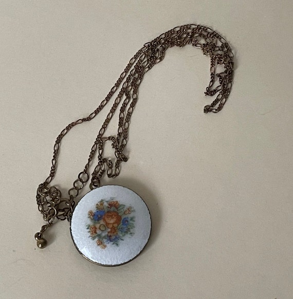 Flower enamel, flower locket pendant with chain - image 1