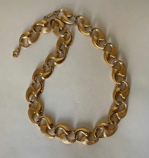 Napier Brushed Gold Shiny Gold Plated Link Chain Necklace. Savoy