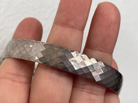 Sterling silver 925 diamond pattern bangle bracel… - image 5