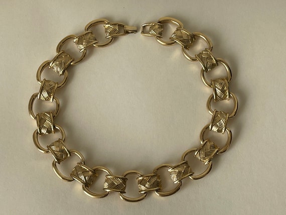 Trifari gold plated modernist, wide, chunky link … - image 1