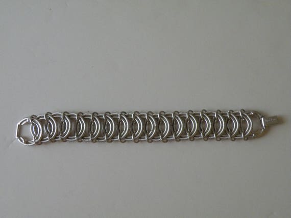 Goldette silver plated bracelet  linked circles - image 10
