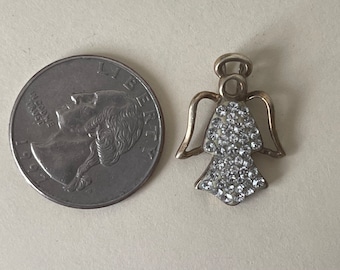 AU prata esterlina 925 esmalte, pingente de anjo de strass