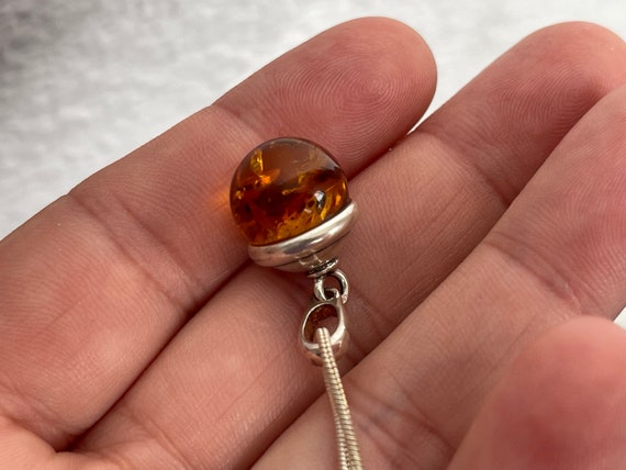 Sterling silver 925 genuine  amber ball, acorn  p… - image 3