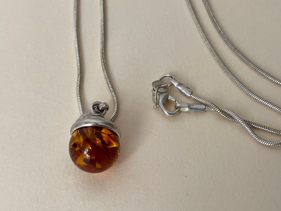 Sterling silver 925 genuine  amber ball, acorn  p… - image 2