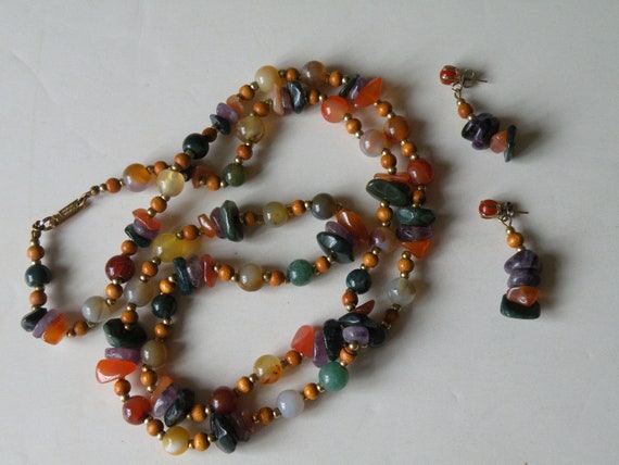 Carol Dauplaise Semiprecious Stones Necklace Earrings. Set. - Etsy