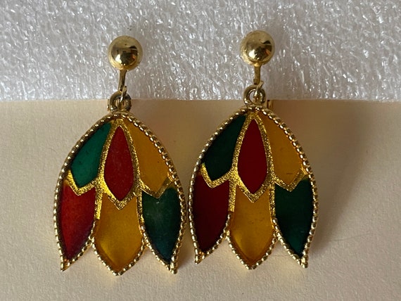 Celebrity stained glass tulip flower stud, post earrings