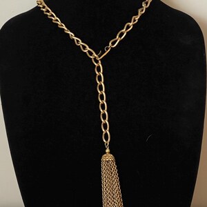 Napier Gold Plated Textured Chain Link Belt, Tassel Belt. - Etsy display picture 2