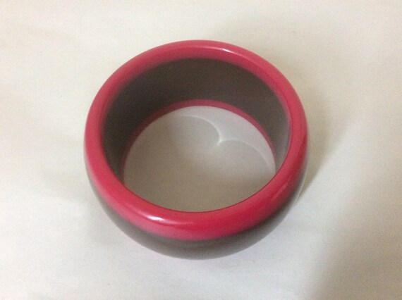 Brown, burgundy plastic bangle bracelet, size M. - image 3