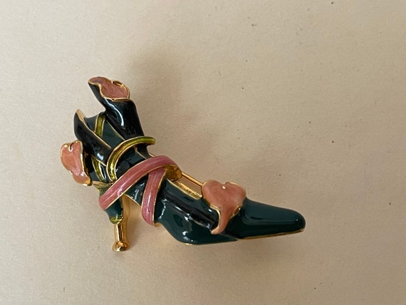 KJL Kenneth Jay Lane enamel shoe brooch - image 3