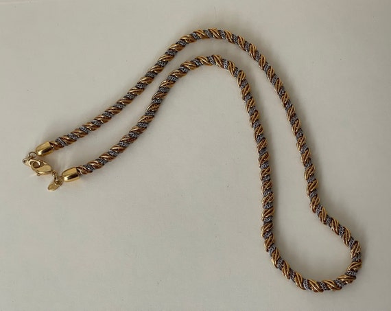 Monet silver, gold plated rope twist braided chai… - image 3