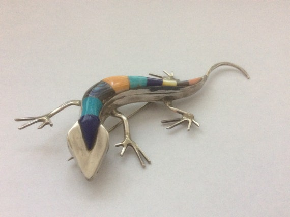 Museum Native American Detailed Gecko Turquoise Sterling Silver Bracelet Museum Native American Detailed Gecko Turquoise Sterling Silver Bracelet