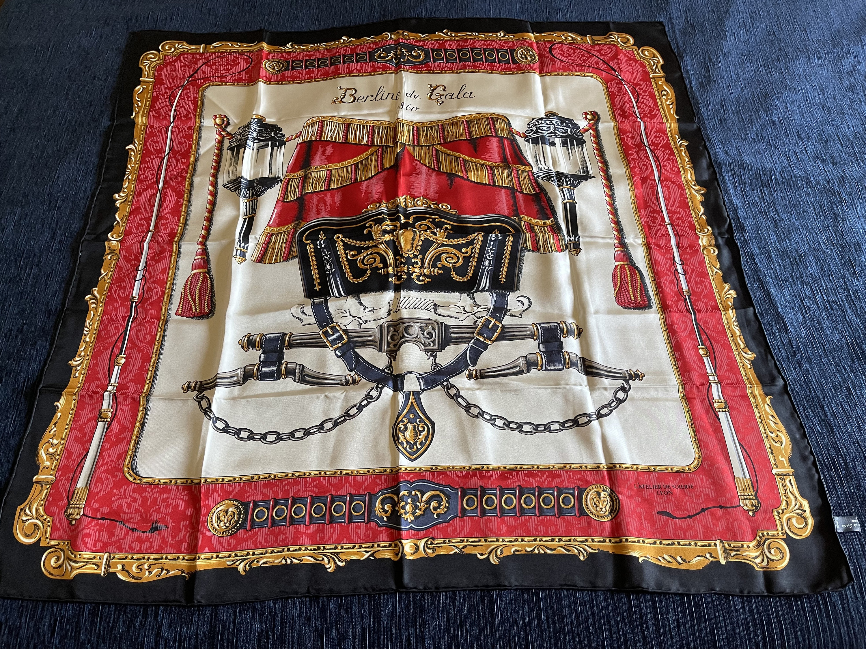 L'atelier De Soierie Lyon Berline De Gala 1860 Red Silk Scarf