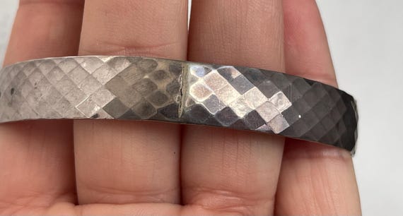 Sterling silver 925 diamond pattern bangle bracel… - image 9