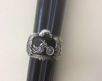 BGE Bradford Gold Exchange Sterling Silver 925 Biker Eagle Black