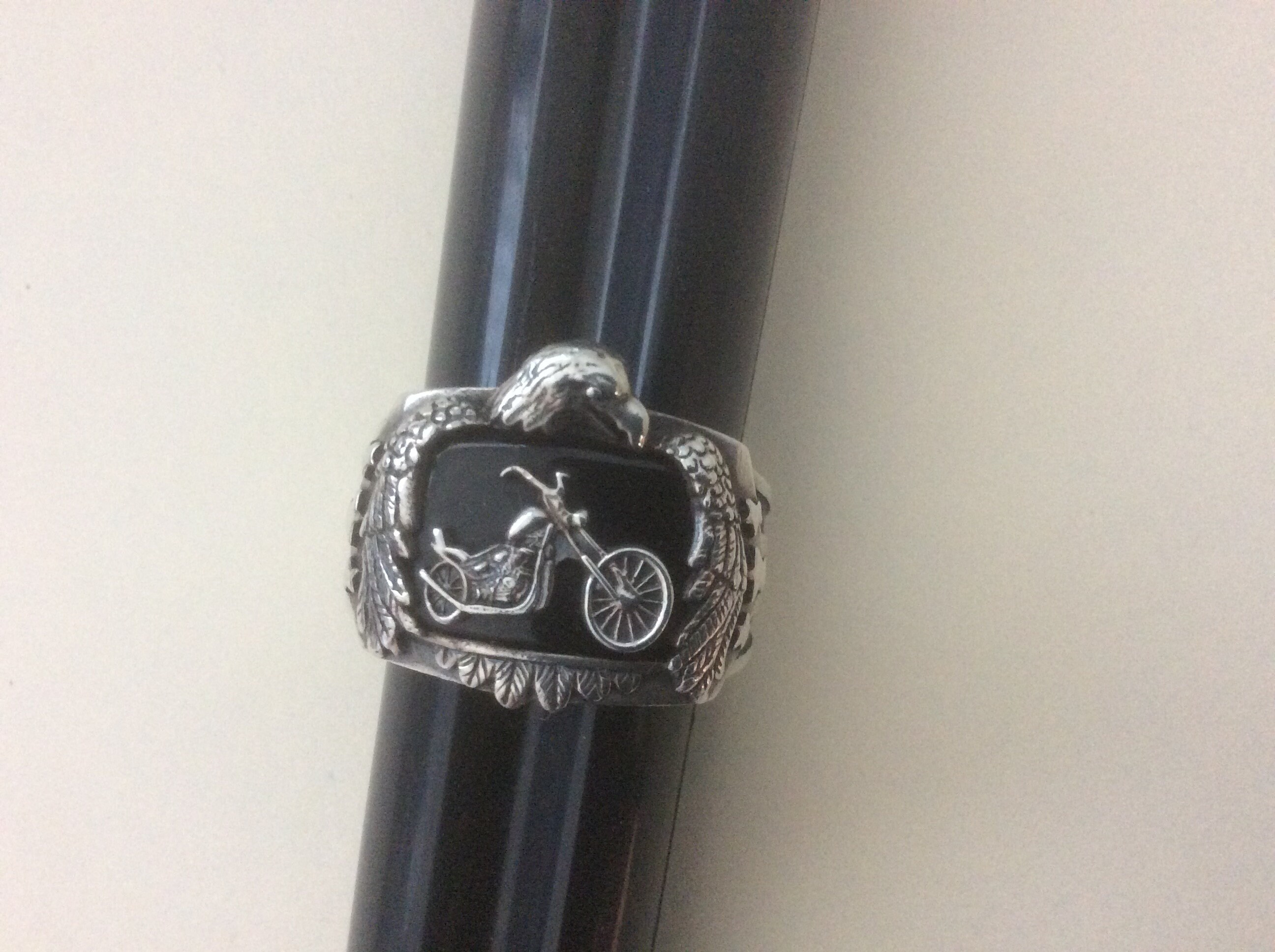 BGE Bradford Gold Exchange Sterling Silver 925 Biker Eagle Black