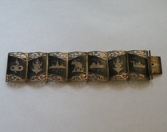 Siam Thailand sterlingzilveren niello-armband