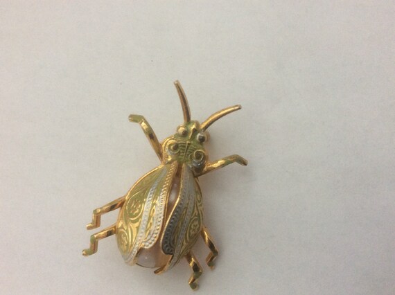 SPAIN faux pearl body bug brooch - image 1