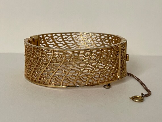 Corocraft gold plated filigree, open work bangle,… - image 7
