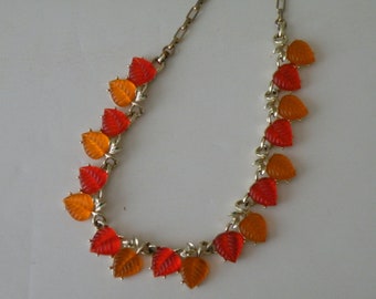 Jelly plastic or glowing lucite leaf choker necklace