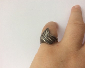 Sterling silver textured striped modernist ring size 7
