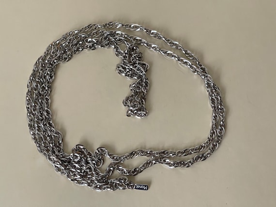 Monet silver  tone chain necklace  56" - image 2