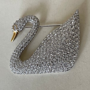 Swarovski swan mark  clear crystal  Swan brooch