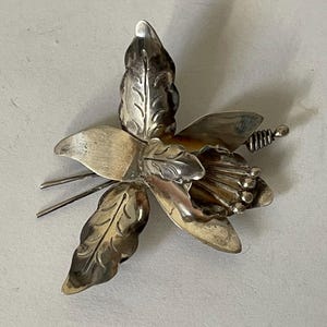 Taxco, Mexico Sterling Silver 925 Orchid Brooch - Etsy