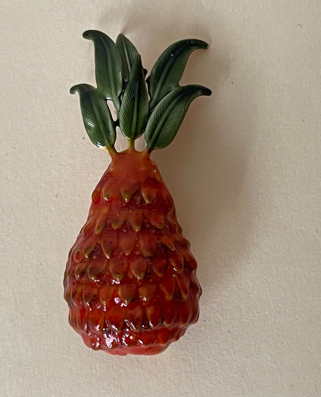Broche Ananas En Métal Doré émaillé - Vintage, état Neuf, Bijou Fantaisie Unique