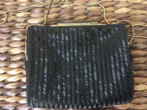 CACHE small black beaded evening  bag or clutch - image 9