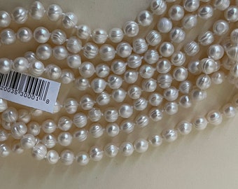 Pearl Hand Knotted 64 inches Long Strand Necklace 8-9mm White Freshwater beaded necklace Sears