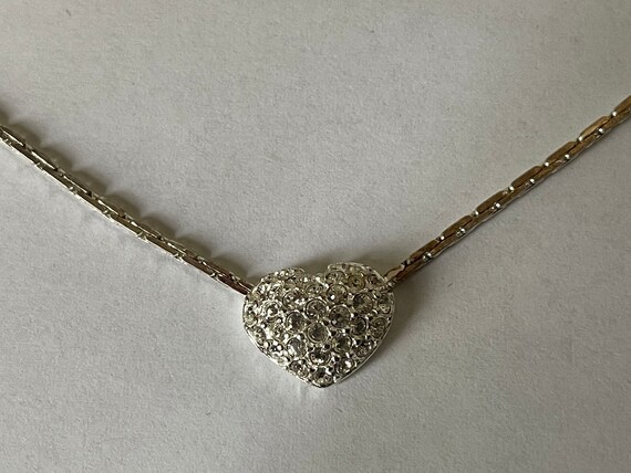 Swarovski Swan Logo Pave set Crystal Heart 16 Necklace Etsy