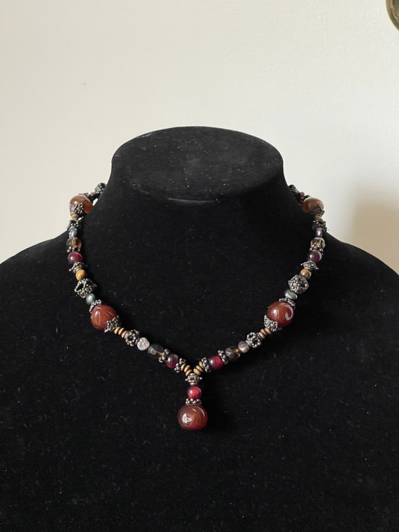 Handmade necklace. Freshwater pearls, tiger eye, g