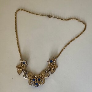 Coro Blue moonglow necklace. 12K gold filled chain image 4