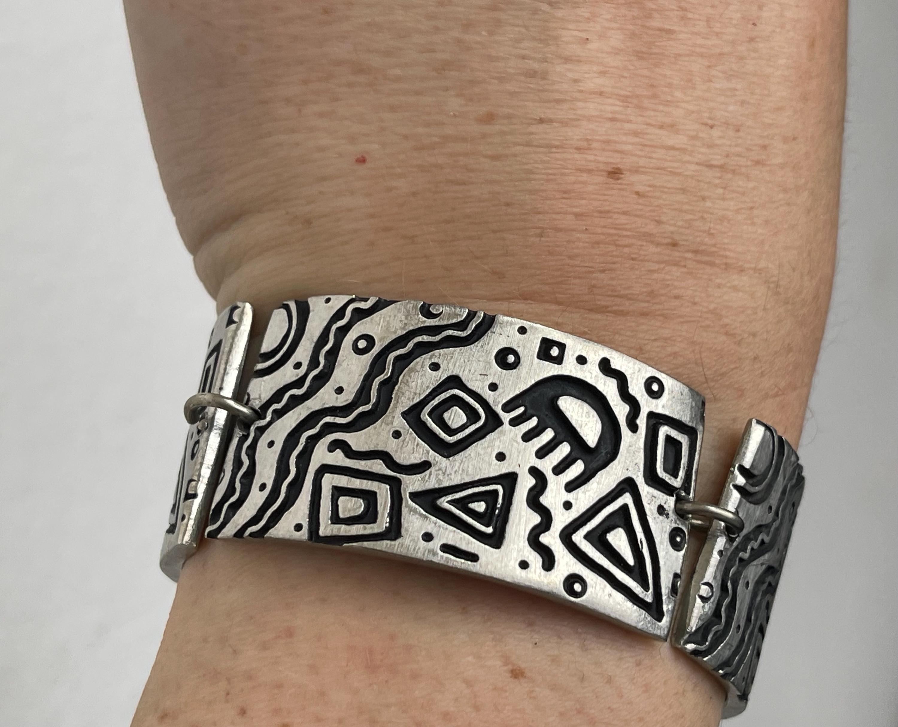 Alice Seely Abstract, Modernist Panel Link Bracelet Pewter - Etsy