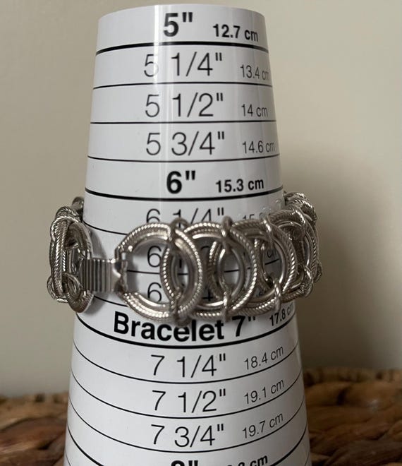 Goldette silver plated bracelet  linked circles - image 4
