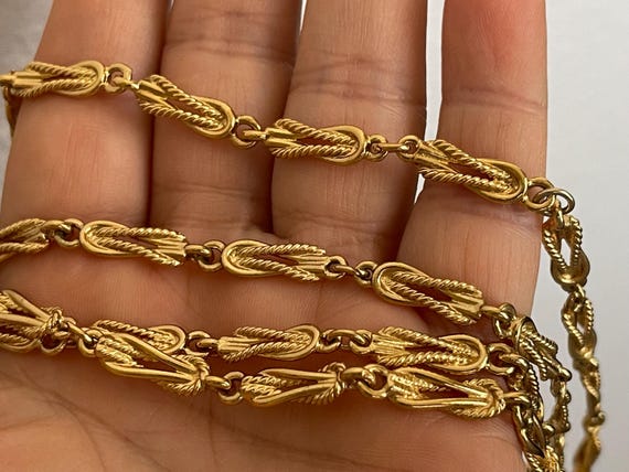 Monet twisted, knot gold plated  chain necklace - image 3