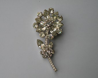 Juliana D&E  clear rhinestone floral brooch pin