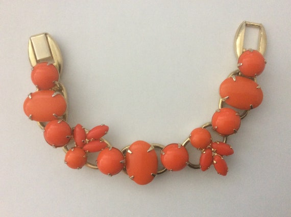 D&E JULIANA  orange glass cabochons five link bra… - image 1