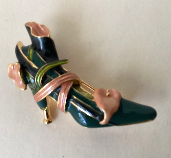 KJL Kenneth Jay Lane enamel shoe brooch - image 2