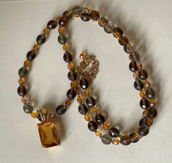 Joan Rivers Topaz Czech glass beaded necklace wit… - image 1