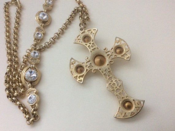 Clear rivoli cross pendant chain necklace - image 8