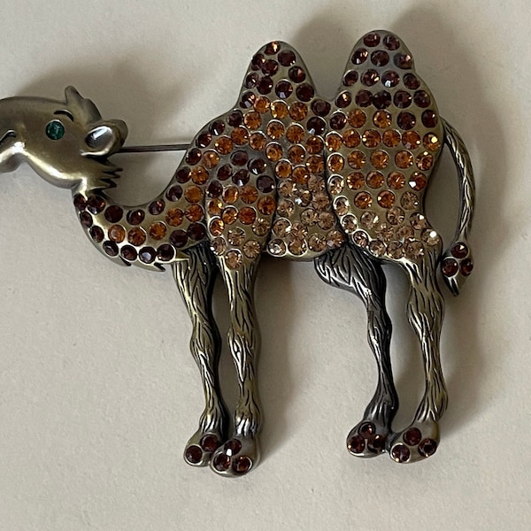 RUCINNI Rhinestone Large Camel Brooch Pin