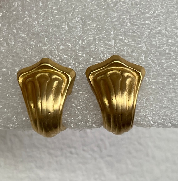 Matte gold, satin gold hoop clip-on earrings