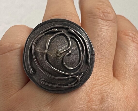 Handmade large round dome, swirl ring. Adjustable - image 2